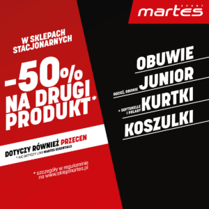 Promocja -50% na drugi produkt w Martes Sport.