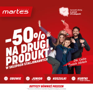 Promocja -50% na drugi produkt w Martes Sport