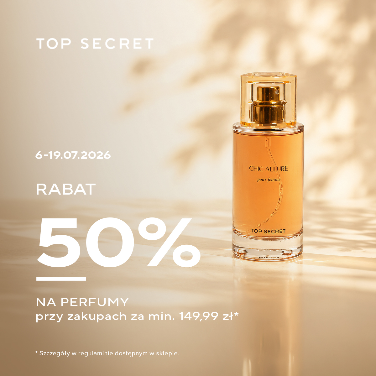TOP SECRET: -50% na perfumy przy zakupach za min. 149,99 zł