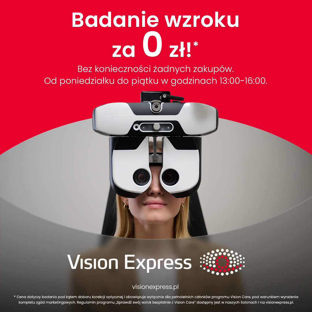 VISION EXPRESS: badanie wzroku za 0 zł*